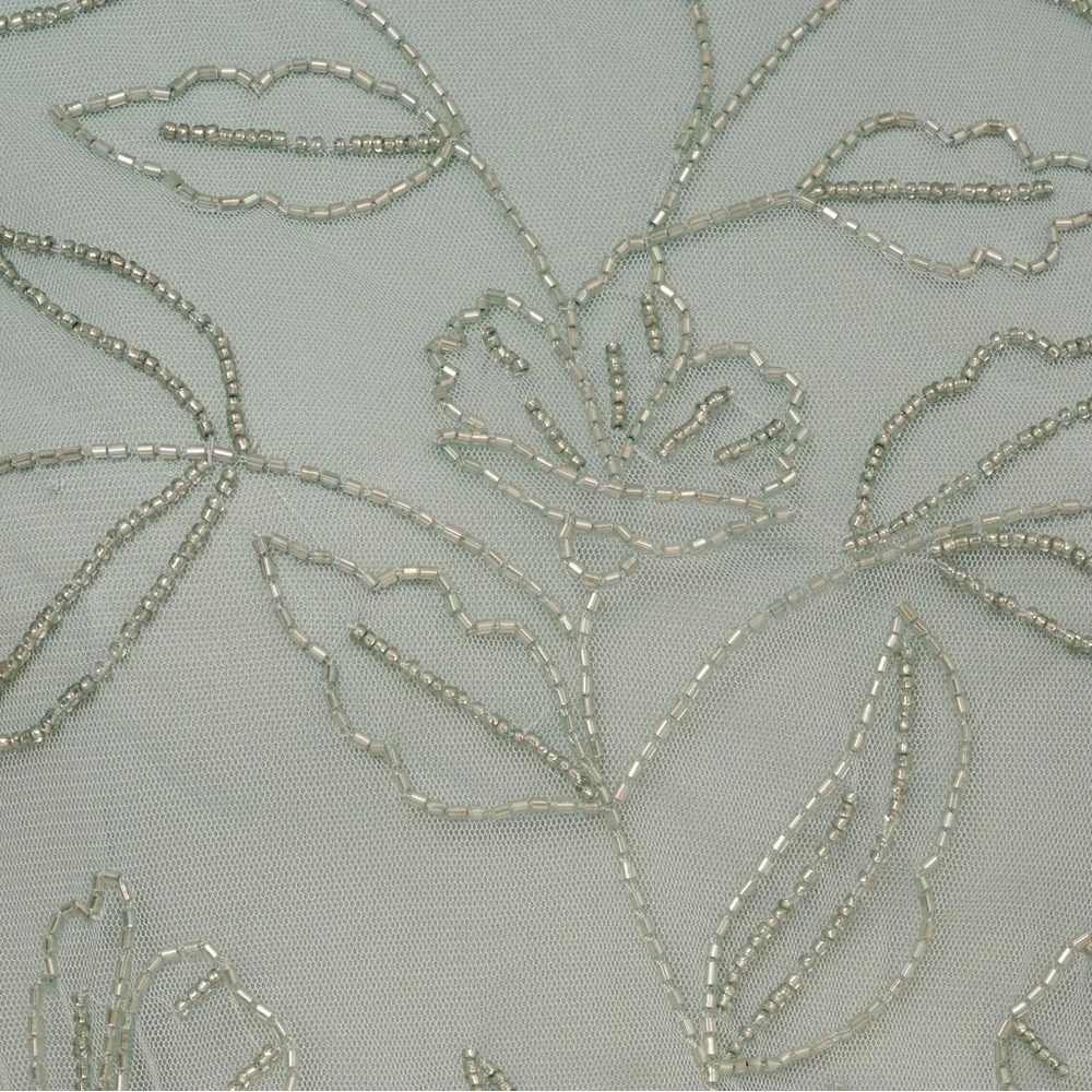 Adrianna Papell Sage Green Beaded Floral Maxi Gown Size 12 NWT GALA MOB Formal